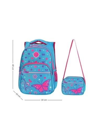 Waddell Çanta Mavi/Pembe Kelebek İlkokul Çantası - Waddell Bag Kı