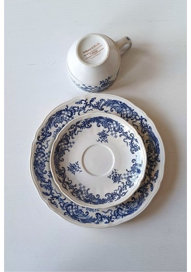 Valeria Üçlü/trio Çay Fincanı Vitro Porzellan Antıque Tea Cup & Saucers Maviv