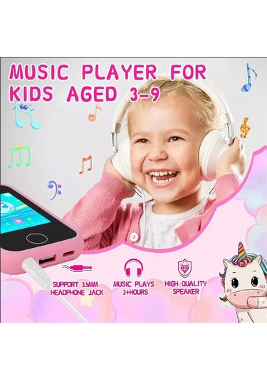 Çocuklar İçin Eğitici Telefon Dokunmatik Ekran Çift Kameralı Fenerli Müzik Çalar Oyun Video Mor