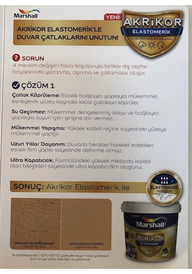 Marshall Akrikor Elastomerik Esnek Dış Cephe Boyası 15 Lt