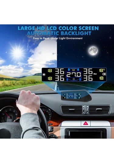 Boatshop1 T15 Tüm Uyumlu Modeller Harici Sensörlü Evrensel Kablosuz Güneş Enerjili Lastik Basınç İzleme Sistemi Tpms Usb Şarj 36v Hassas Algılama