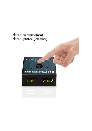 2 Port Çift Yönlü Hdmi Çoklayıcı Bölücü Splitter Switch Çoğaltıcı