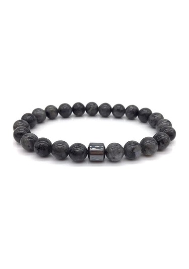 Doğal Taş Gri Parlak Kadın Erkek Bileklik Mıknatıslı Sigara Bıraktırma Güç Denge Bilekliği Çok Renkli