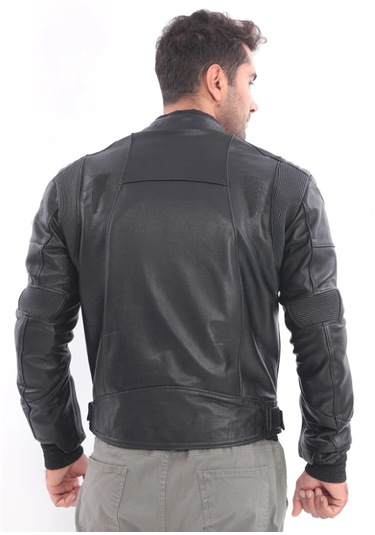 Korumalı Deri Motosiklet Montu