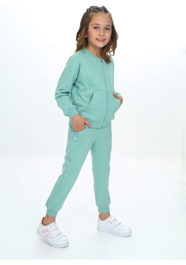 Toontoy Kız Çocuk Damla Nakışlı Eşofman Takım Yeşil