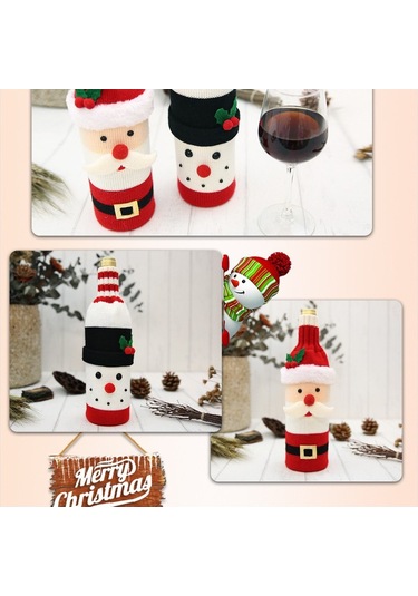 Happychildhood Noel Örme Şarap Şişesi Çantası Noel Süsleri