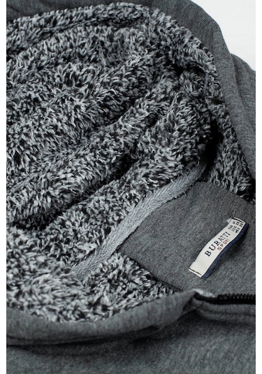 Buratti Içi Kürklü Kapüşonlu  Slim Fit Erkek Sweat 575708 Antrasit