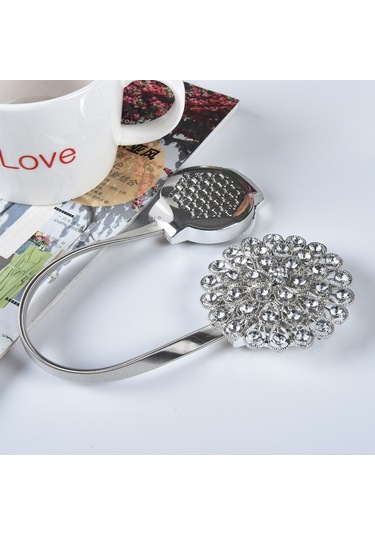 Manyetik Perde Bağları Gümüş , 2'li Paket Parıldayan Kristal Çiçekli Perde Bağları, Ev İçin Yüksek Elastik Yaylı Çelik Telli Perde Tokaları Diğer