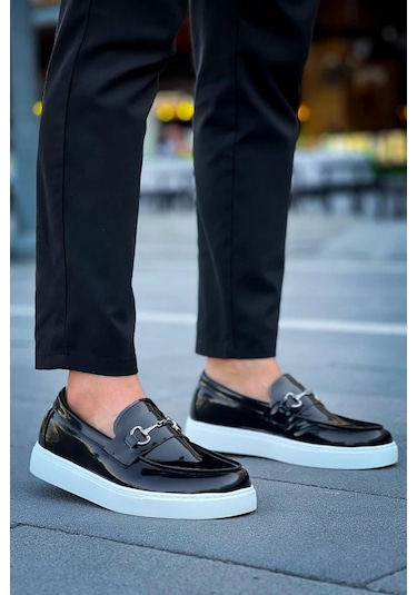 Bağcıksız Siyah Rugan G Günlük Erkek Ayakkabısı Siyah3 Siyah