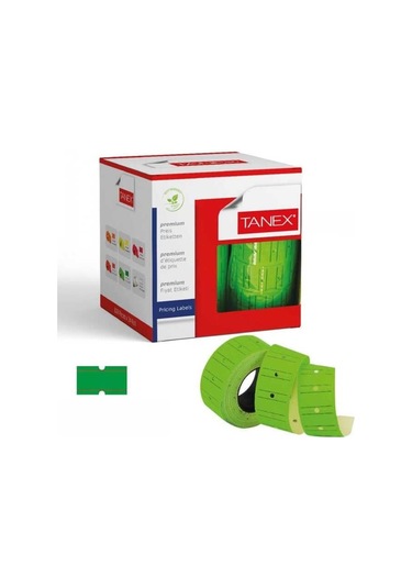 Tanex Fiyat Etiketi 12x21 Çizgili Flo Yeşil 800'lü 12'li Paket 50