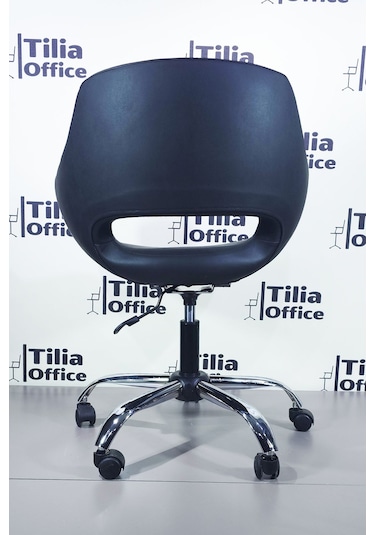 Monaco Çalışma Kesim Koltuğu Yonca Tekerlekli Krom Ayak Siyah