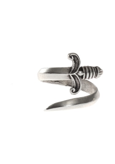 Erkek Antik Gümüş Kaplama Ayarlanabilir Dolama Formlu Kılıç Yüzük Gümüş