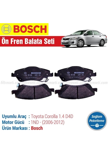 Toyota Corolla Uyumlu 1.4 D4D Bosch Ön Fren Balata Takımı 2007-2012