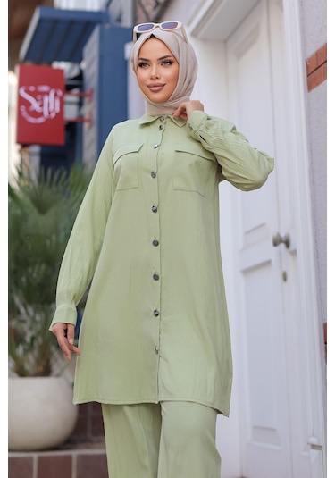 Cep Detaylı Tesettür Mint Takım Mint Mint Yeşili