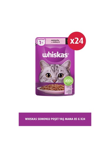 Whiskas Somon Balıklı Pouch Yaş Kedi Maması 24 x 85 G