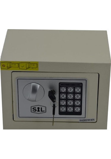Elektronik Şifreli ve Kilitli Çelik Kutu Kasa 23x17 Krem