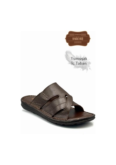 Hakiki Gerçek Deri Erkek Terlik Hafif Terlik Deri G Şır Kahve G Şır Kahve
