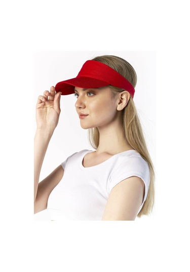 Şapkadan Unisex Uv Koruyucu Vizör Kasket Siperlik Tenis Şapka Kırmızı Sxxxs4155557ss