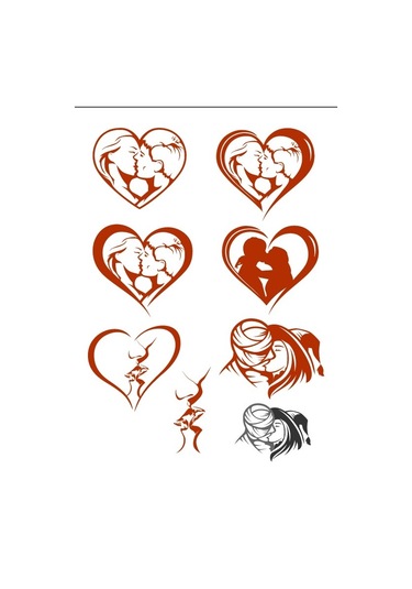 Kalp Öpüşen Çift Sticker Set