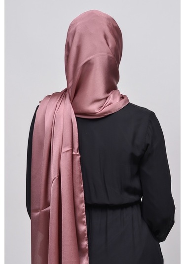 Altobeh Janjan Şık Parlak Saten Dokulu Kadın Tesettür Abiye Şifon Şal - Koyu Pudra
