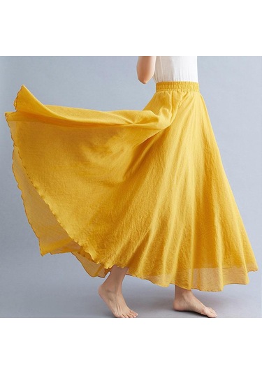 Yaz Sonbahar Kadın Etek Edebi Büyük Boy Pamuk Keten Yarım Etek Elastik Bel Keten A-line Etek Uzun Bölüm Saf Renk Rüzgar Salıncak Etek Koyu Sarı Yaz Sonbahar Kadın Etek Edebi Büyük Boy Pamuk Keten Yarım Etek Elastik Bel Keten A-line Etek Uzun Bölüm Saf Renk Rüzgar Salıncak Etek Koyu Sarı