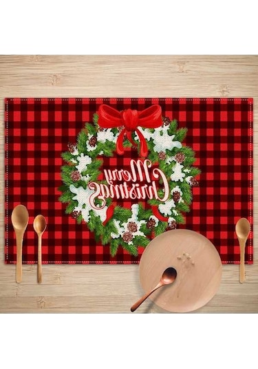 Flybuy Yalıtımlı Xıxun Tarzı Şenlikli Placemat Noel Dekor Mat Keten Isı Batı Anti-kirli 25 Jj Çok Renkli