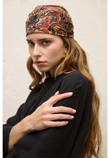 Manuka Desenli Pamuklu Fular Paısley Çok Renkli