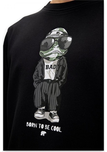 Bad Bear 24.02.12.019 Gator Crewneck Sweat Siyah Erkek Sweatshirt Siyah