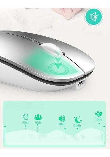 Kablosuz Bilgisayar Faresi Şarj Edilebilir Sessiz Fare 2.4g Ultra İnce Usb Alıcı Lazer Fare Pembe Diğer