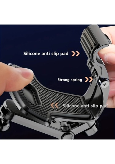 Xuweiwei 1 Adet Siyah Evrensel Araba Telefon Tutucu 360 Derece Dönebilen Karbon Fiber Desenli Şok Emici Abs Çok Fonksiyonlu Navigasyon Tutucu