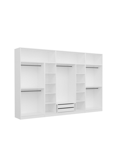 Minar Kale 8 Kapaklı 2 Aynalı 2 Ç Dolap Ve Yüklük Beyaz Antrasit 255cm Çok Renkli