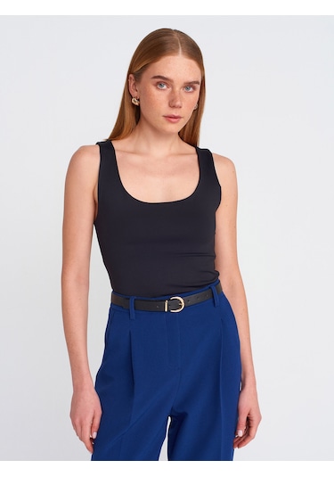 Dilvin 20977 Kalın Askılı Poliamid Atlet-siyah Siyah