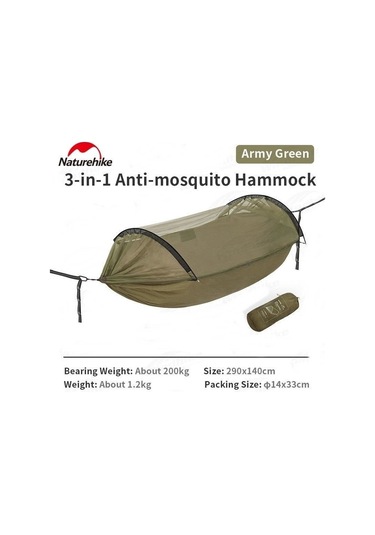 Naturehike Dc-c06 Flyingboat-02 3ın1 Cibinlikli Sivrisinek Önleyici Hamak Army Green Çok Renkli
