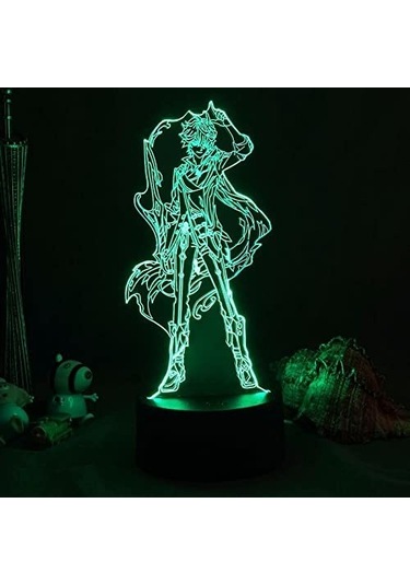 Wealthglow Clyartps - Anime Genshin Impact 3d Gece Lambası Led Akrilik Wt5026 Siyah