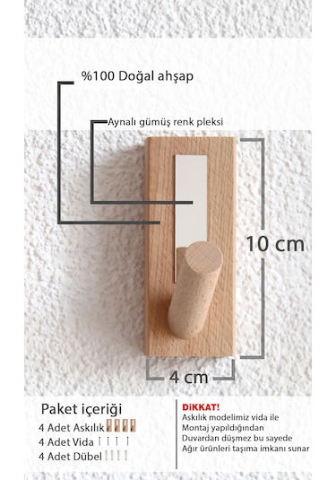 Ahşap Askılık 4 Lü Ahşap