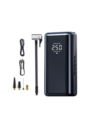 St-210c Çift Güçlü Akıllı Hava Pompa: Kablosuz 4500mah + 12v, 150psı, Led Işık, Baskül, Siyah - Otomobil Lastik Inflatoru