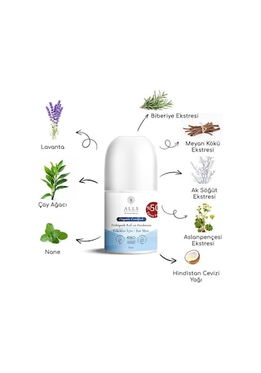 Alls Biocosmetics Prebiyotik Erkek Roll-On Deodorant 75 ML