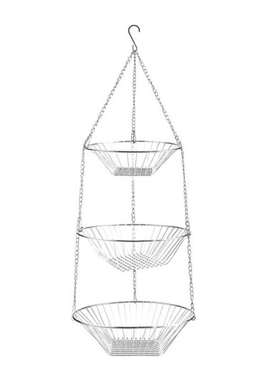 Cbtx 3 Katmanlı Asılı Meyve Sepeti Meyve Sebze Depolama Organizatör Gümüş