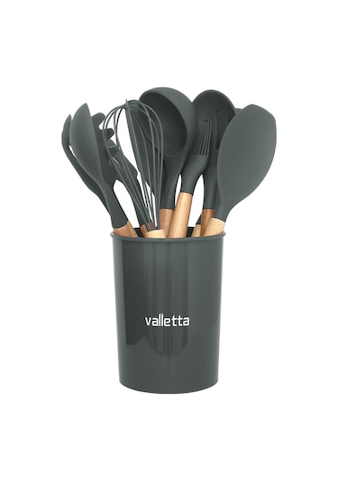 Valletta Mikla Isıya Dayanıklı 33 Parça Silikon Spatula Seti Gri