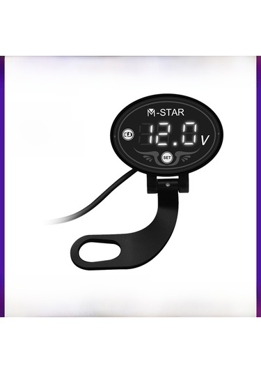 Beyaz Motosiklet Akü Voltajı İzleme Akıllı Voltmetre, Yüksek Ve Düşük Voltaj Alarmı