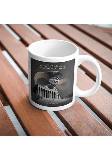 Applucky 10 Kasım Atatürk'ü Anma Günü Baskı Kupa Bardak Beyaz