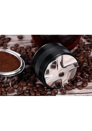 Tenfowee 53mm Çift Başlı Espresso Dağıtıcı Ve Tamper, Derinliği Ayarlanabilir Paslanmaz Çelik Kahve Basma Aleti Siyah