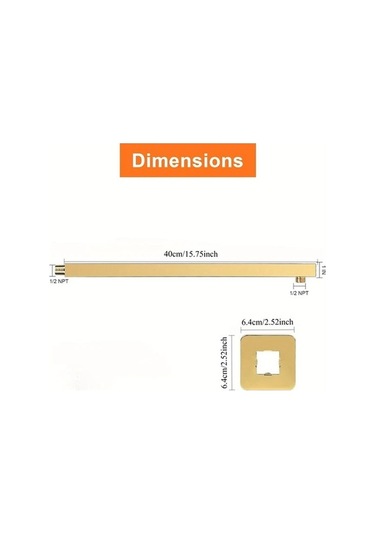 Fastbuy Challenger Altın 40cm Ayarlanabilir Yağmur Duş Kolu Ptfe Contalı Sızdırmaz 304 Paslanmaz Çelik Altın Altın