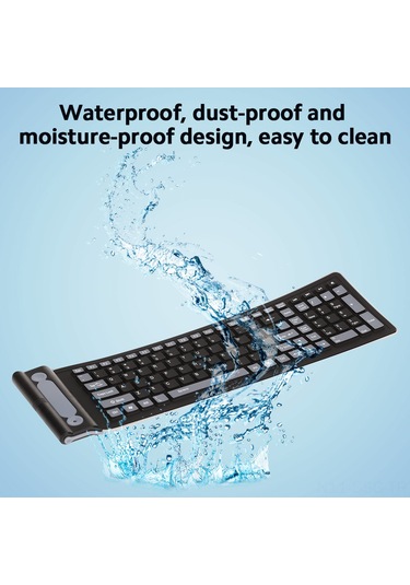 Springsun Kablosuz 2.4g Silikon Katlanır Klavye - 107 Tuşlu Taşınabilir Bilgisayar Klavyesi