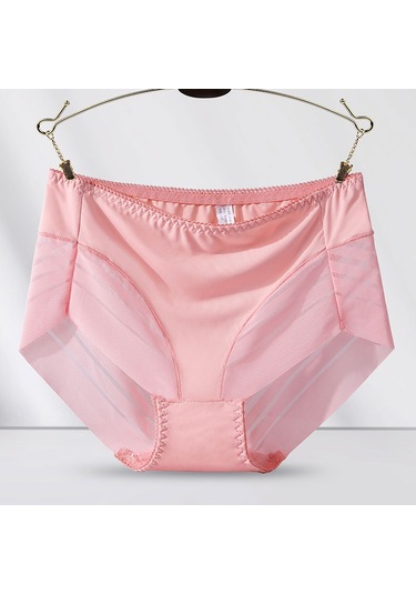 Tcherchi Büyük Beden Yüksek Bel Dantelli Nefes Alabilen Kadın İç Çamaşırı Açık Pembe
