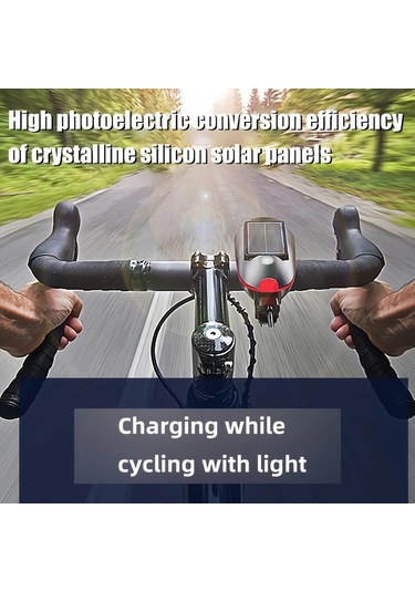 Elmpaly Turuncu Usb Şarjlı Solar Güneş Enerjili Bisiklet Ön Farı Işık Ve Korna Sinek Lamba Turuncu