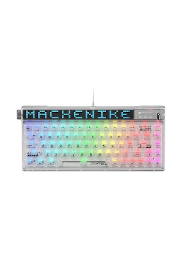 Machenike KT68 Kablolu Crystal Tactile Switch LCD RGB İngilizce Oyuncu Klavye