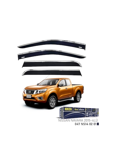 Nissan Navara 2015- Sonrası Kromlu Cam Rüzgarlığı Niken 4'lü Set