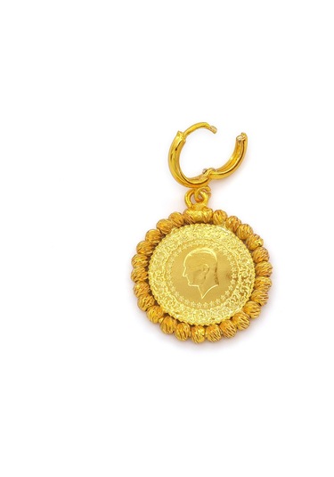 Altın Kaplama Dorikalı Çeyrekli Küpe Unk-823 Altın