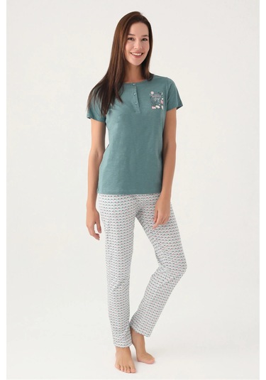Arnetta 2882 Kısa Kol Kadın Pijama Takımı Pastel Yeşil